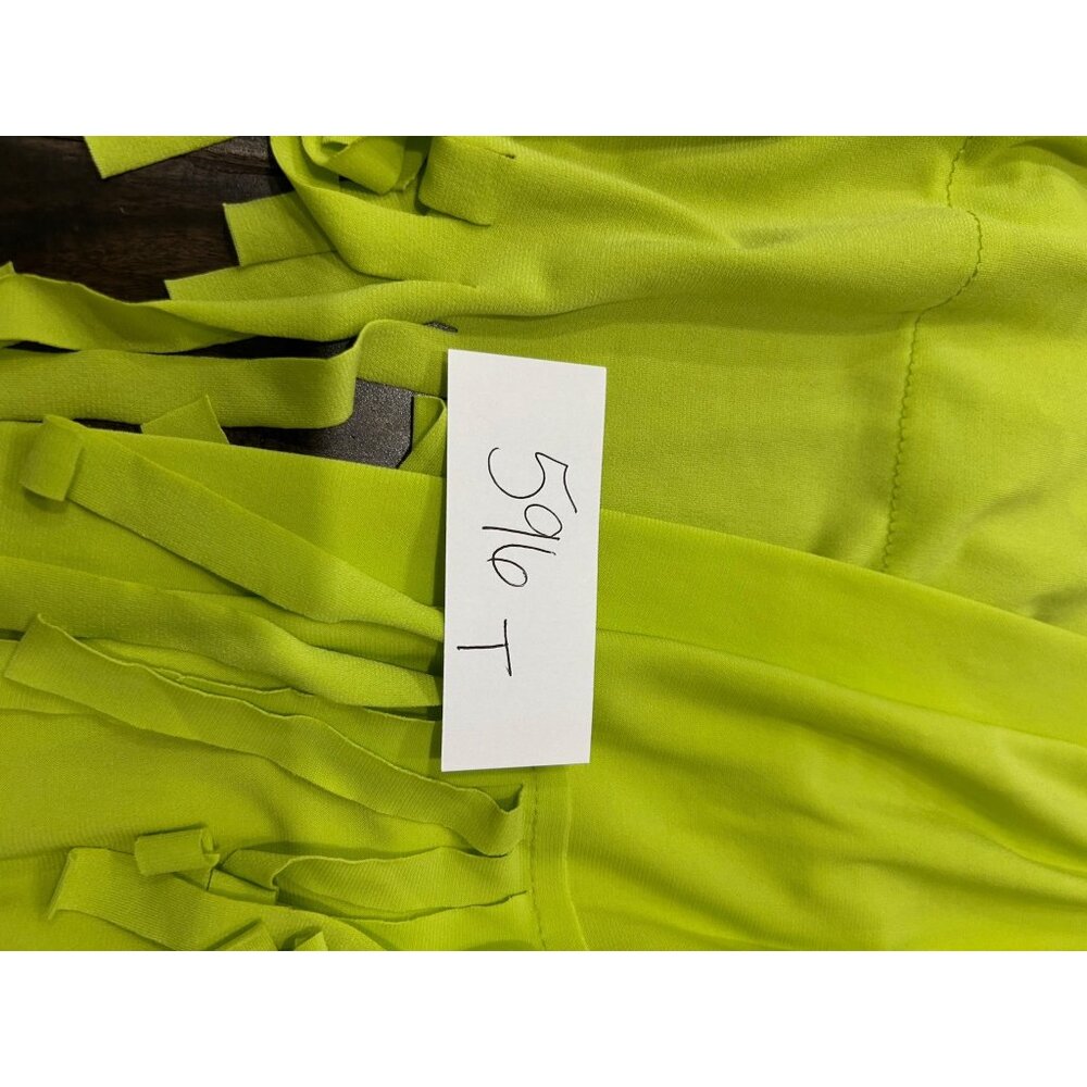 Attitudes By Renee Womens Fringe Open Front Cardigan XL Lime Green Casual Lightw - Picture 8 of 9